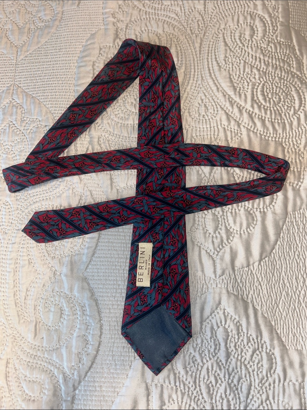 Berlini Red and Blue Men's Silk Tie